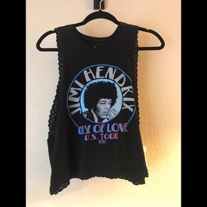 Jimi Hendrix Crop Muscle Tank Top Sz L